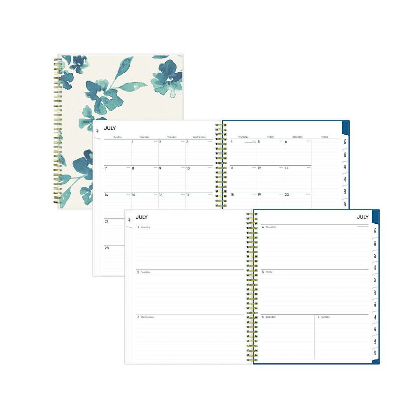 Blue Sky Bakah Blue Academic Year Weekly/Monthly Planner, Floral Artwork, 11 x 8.5, Blue/White Cover, 12-Month (July-June): 2022-2023 (131951)