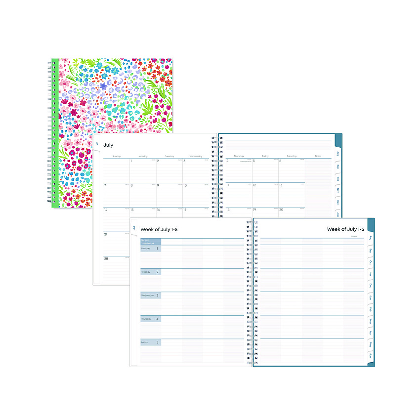 Blue Sky Ditsy Dapple Light CYO Cover Weekly/Monthly Lesson Planner, 2024-2025, Nine Classes, Multicolor Cover, (144) 11 x 8.5 Pages (132002)