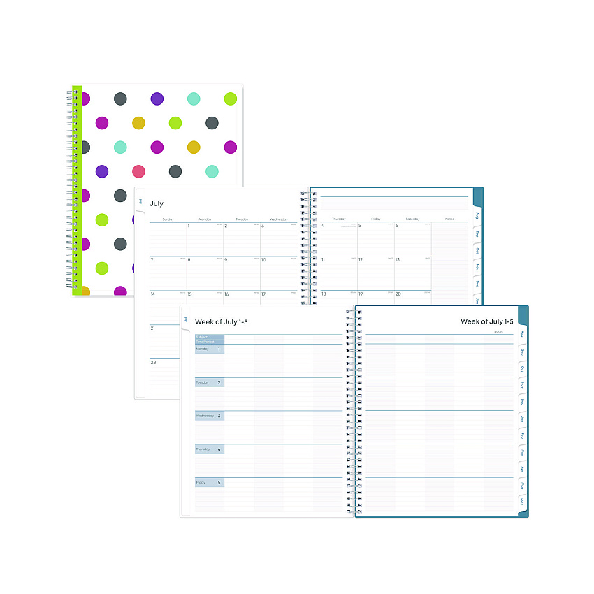Blue Sky Teacher Dots Academic Year Create-Your-Own Cover Weekly/Monthly Planner, 11 x 8.5, 12-Month (July to June): 2022 to 2023 (100330)