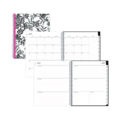 Blue Sky Analeis Create-Your-Own Cover Weekly/Monthly Planner, Floral, 11 x 8.5, White/Black/Coral, 12-Month (July-June): 2022-2023 (130606)