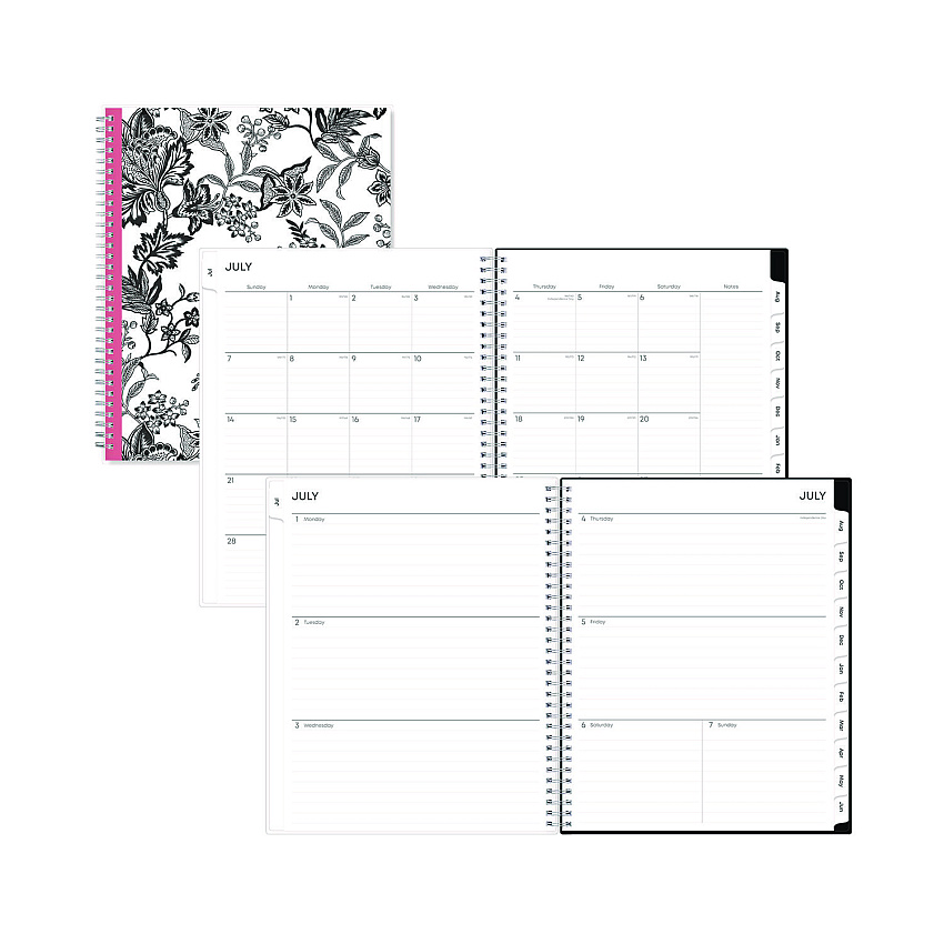 Blue Sky Analeis Create-Your-Own Cover Weekly/Monthly Planner, Floral, 11 x 8.5, White/Black/Coral, 12-Month (July-June): 2022-2023 (130606)