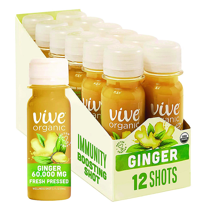Vive Organic Pure Boost, Ginger, 2 oz Bottle, 12/Carton (34800004)