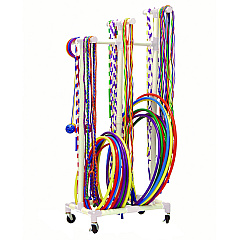 Champion Sports Jump Rope and Hoop Cart, Plastic, 19 x 28 x 69, White (RHRACK)
