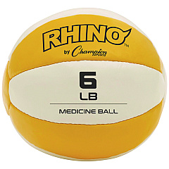 Champion Sports Rhino Leather Medicine Ball, 6 lb, Yellow/White (MB6)