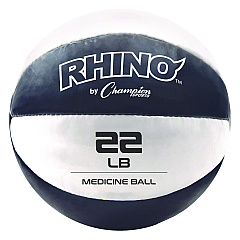 Champion Sports Rhino Leather Medicine Ball, 22 lb, Black/White (MB23)