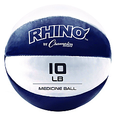 Champion Sports Rhino Leather Medicine Ball, 10 lb, Blue/White (MB9)