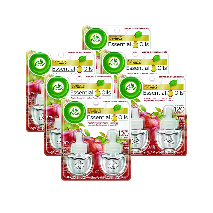 Air Wick Scented Oil Refill, 0.67 oz, Apple Cinnamon Medley, 2/Pack, 6 Packs/Carton (80420CT)