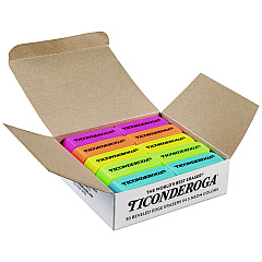 Ticonderoga Neon Wedged Block Erasers, For Pencil Marks, Slanted-Edge Rectangular Block, Medium, Assorted Colors, 30/Box (X38930)
