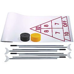 Champion Sports Blacktop Shuffleboard Set, (2) Two-Piece 51" Cues/(8) Discs/Sidewalk Chalk (SBA30)