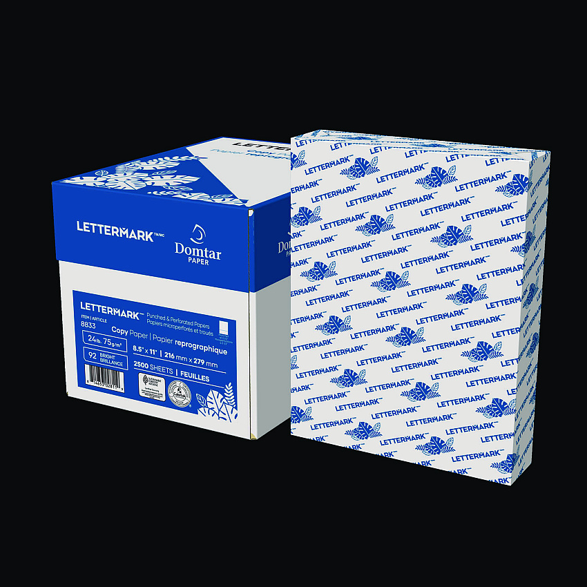 Lettermark Custom Cut-Sheet Copy Paper, 92 Bright, Micro-Perforated 3.5" from Bottom, 24 lb Bond Weight, 8.5 x 11, White, 500/Ream (8833)