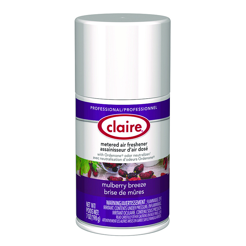 Claire Metered Air Freshener, Mulberry Scent, 7 oz Aerosol Spray, 12/Carton (106)