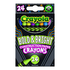 Crayola Bold and Bright Construction Paper Crayons, Assorted Colors, 24/Box (523463)