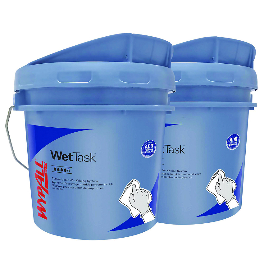 WypAll WetTask Customizable Wet Wiping System, 3.5 gal, Blue, 2/Carton (09361)