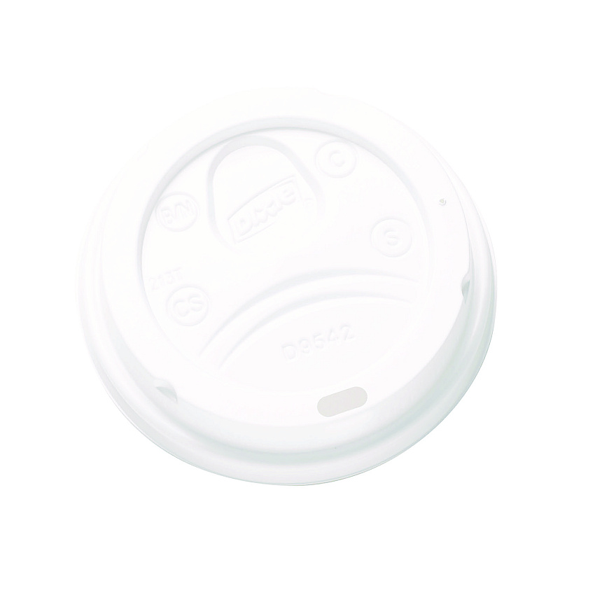 Dome Drink-Thru Lids, Fits 10 oz to 20 oz Dixie Paper Hot Cups, White, 100/Pack (D9542PK)