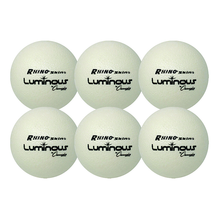 Champion Sports Rhino Skin Luminous Dodgeball Set, 6.3" Diameter, 6/Set (RXLUMSET)