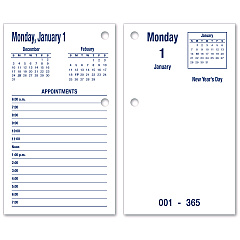 AbilityOne 7510016648796, SKILCRAFTDAYMAX Type II Calendar Pad, 6 x 3.5, White/Blue Sheets, 12-Month (Jan to Dec): 2025