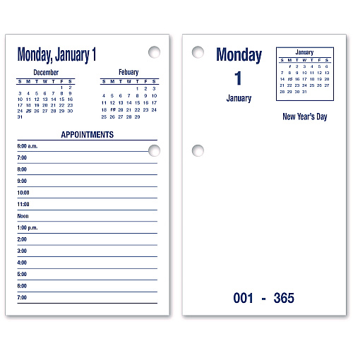 AbilityOne 7510016648796, SKILCRAFTDAYMAX Type II Calendar Pad, 6 x 3.5, White/Blue Sheets, 12-Month (Jan to Dec): 2025