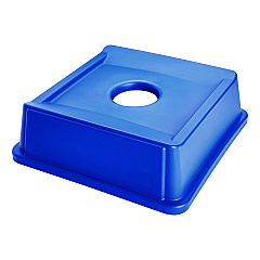 Rubbermaid Commercial Untouchable Bottle and Can Recycling Top, Square, 20.13w x 20.13d x 6.25h, Blue (2791BLU)