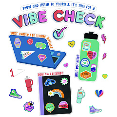 Carson-Dellosa Decorative Bulletin Board Set, We Stick Together Vibe Check, 51 Pieces (110584)