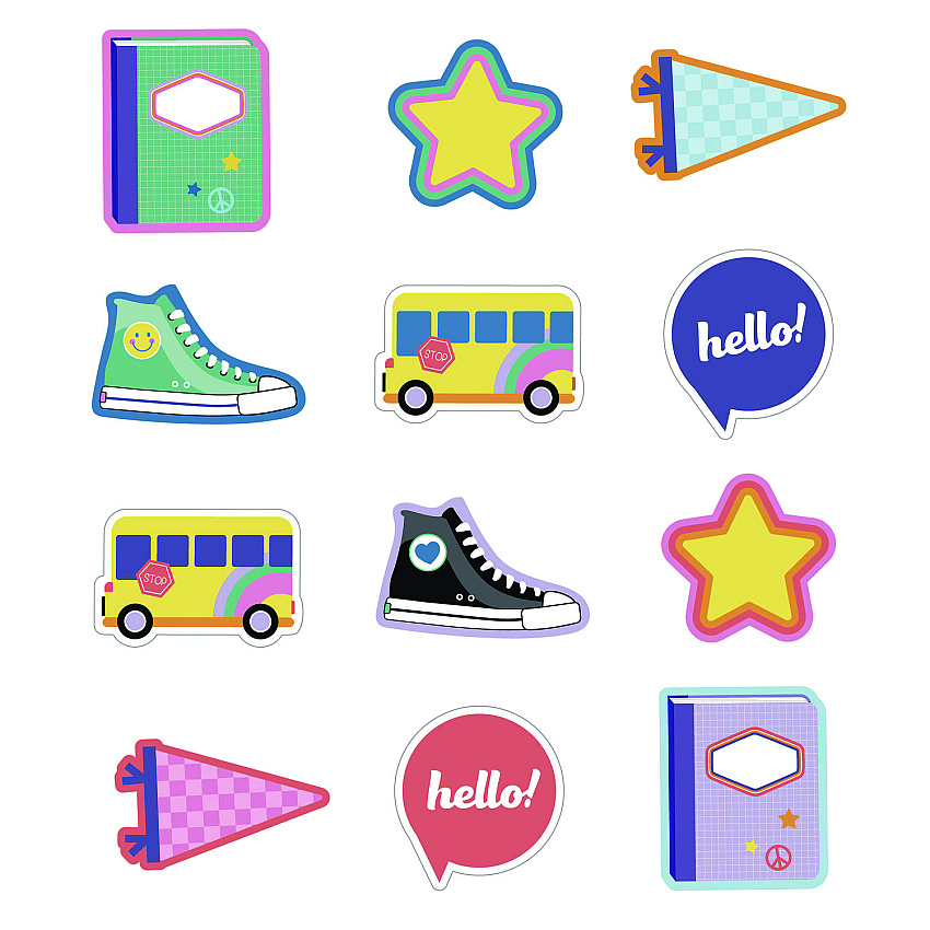 Carson-Dellosa Assorted Colorful Cut-Outs, We Stick Together Hello School, 36 Pieces (120652)