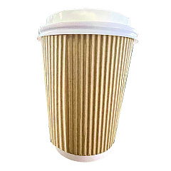 Karat Ripple Hot Cups, 8 oz, Kraft/White, 500/Carton (CKRC508)