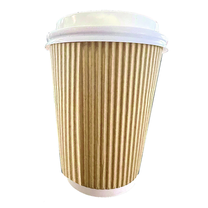 Karat Ripple Hot Cups, 8 oz, Kraft/White, 500/Carton (CKRC508)