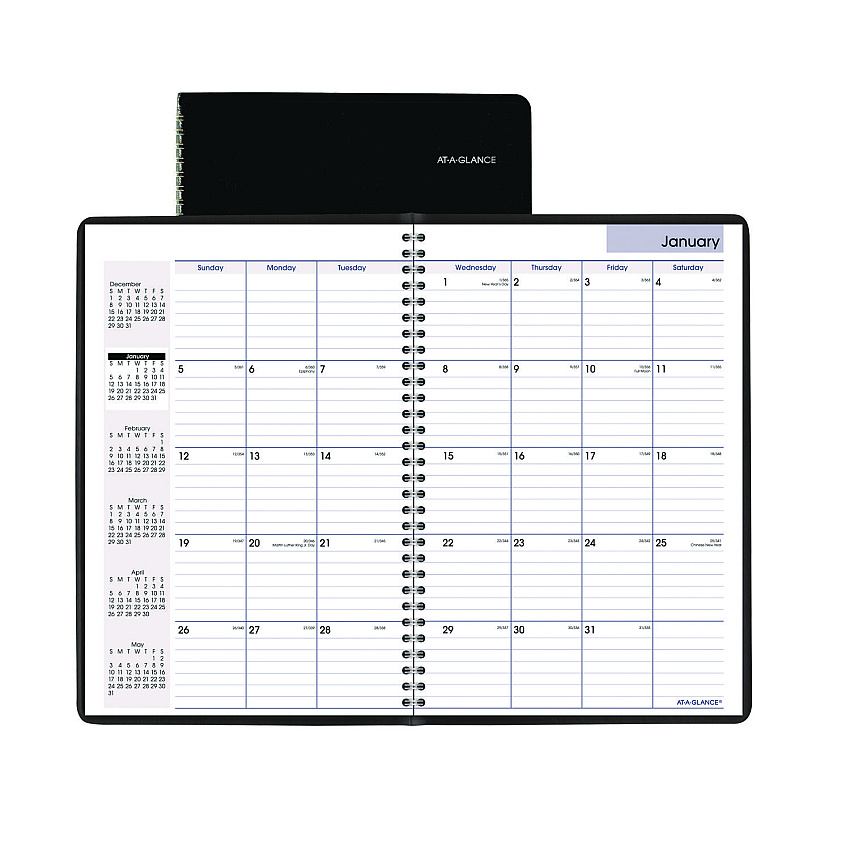 AT-A-GLANCE DayMinder Monthly Planner, Ruled Blocks, 12 x 8, Black Cover, 14-Month (Dec to Jan): 2022 to 2024 (G47000)