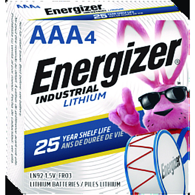 Energizer Industrial Lithium AAA Battery, 1.5 V, 4/Pack (LN92PK)