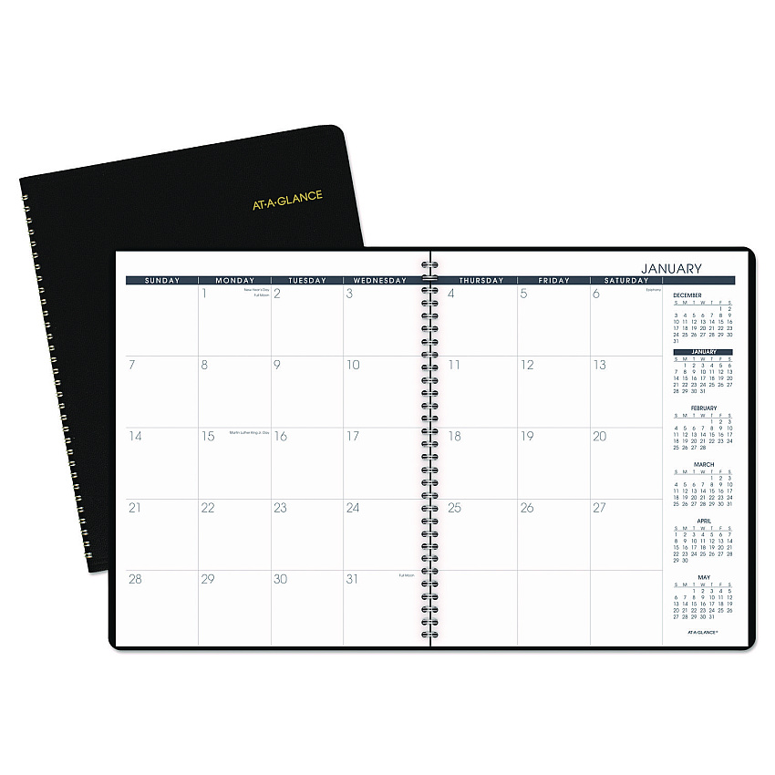 AT-A-GLANCE Monthly Planner, 11 x 9, Black Cover, 15-Month (Jan to Mar): 2023 to 2024 (7026005)
