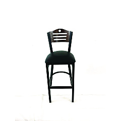 JMC Furniture Eagle Series Barstool, Supports Up to 300 lb, 28.5" Seat Height, Black Seat, Dark Walnut Back, Black Base (EBBVBLKC)
