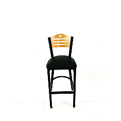 JMC Furniture Eagle Series Barstool, Supports Up to 300 lb, 28.5" Seat Height, Black Seat, Natural Back, Black Base (EBBVBLKD)