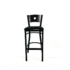 JMC Furniture Circle Series Barstool, Supports Up to 300 lb, 28.5" Seat Height, Black Seat, Dark Walnut Back, Black Base (CRBBVBLKC)