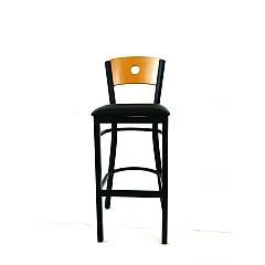 JMC Furniture Circle Series Barstool, Supports Up to 300 lb, 28.5" Seat Height, Black Seat, Natural Back, Black Base (CRBBVBLKD)