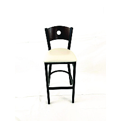 JMC Furniture Circle Series Barstool, Supports Up to 300 lb, 28.5" Seat Height, Cream Seat, Dark Walnut Back, Black Base (CRBBVCRMC)