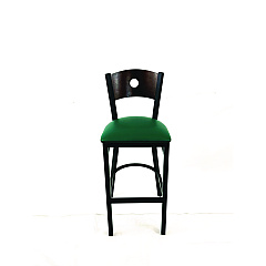 JMC Furniture Circle Series Barstool, Supports Up to 300 lb, 28.5" Seat Height, Green Seat, Dark Walnut Back, Black Base (CRBBVGRNC)