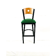JMC Furniture Circle Series Barstool, Supports Up to 300 lb, 28.5" Seat Height, Green Seat, Natural Back, Black Base (CRBBVGRND)