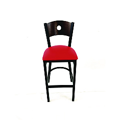 JMC Furniture Circle Series Barstool, Supports Up to 300 lb, 28.5" Seat Height, Red Seat, Dark Walnut Back, Black Base (CRBBVREDC)