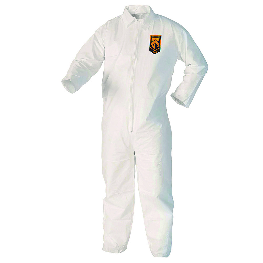 KleenGuard A40 Zipper Front Liquid and Particle Protection Coveralls, 3X-Large, White, 25/Carton (44306)