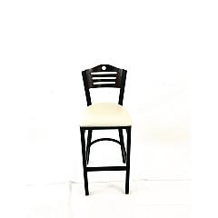 JMC Furniture Eagle Series Barstool, Supports Up to 300 lb, 28.5" Seat Height, Cream Seat, Dark Walnut Back, Black Base (EBBVCRMC)