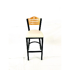 JMC Furniture Eagle Series Barstool, Supports Up to 300 lb, 28.5" Seat Height, Cream Seat, Natural Back, Black Base (EBBVCRMD)