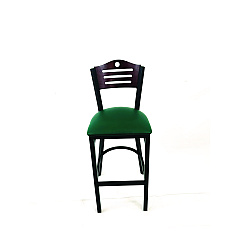 JMC Furniture Eagle Series Barstool, Supports Up to 300 lb, 28.5" Seat Height, Green Seat, Dark Mahogany Back, Black Base (EBBVGRNB)