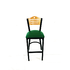 JMC Furniture Eagle Series Barstool, Supports Up to 300 lb, 28.5" Seat Height, Green Seat, Natural Back, Black Base (EBBVGRND)
