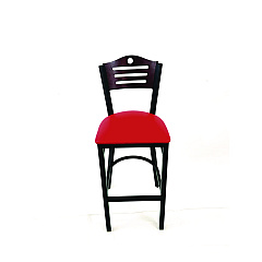 JMC Furniture Eagle Series Barstool, Supports Up to 300 lb, 28.5" Seat Height, Red Seat, Dark Mahogany Back, Black Base (EBBVREDB)
