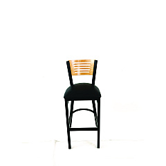 JMC Furniture Jones River Series Barstool, Supports Up to 300 lb, 28.5" Seat Height, Black Seat, Natural Back, Black Base (JRBBVBLKD)