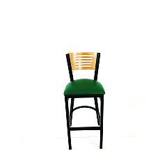 JMC Furniture Jones River Series Barstool, Supports Up to 300 lb, 28.5" Seat Height, Green Seat, Natural Back, Black Base (JRBBVGRND)