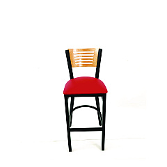 JMC Furniture Jones River Series Barstool, Supports Up to 300 lb, 28.5" Seat Height, Red Seat, Natural Back, Black Base (JRBBVREDD)