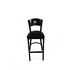 JMC Furniture Liberty Series Barstool, Supports Up to 300 lb, 28.5" Seat Height, Black Seat, Dark Mahogany Back, Black Base (LBBVBLKB)