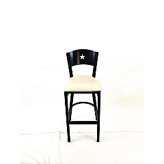 JMC Furniture Liberty Series Barstool, Supports Up to 300 lb, 28.5" Seat Height, Cream Seat, Dark Mahogany Back, Black Base (LBBVCRMB)