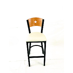 JMC Furniture Liberty Series Barstool, Supports Up to 300 lb, 28.5" Seat Height, Cream Seat, Natural Back, Black Base (LBBVCRMD)