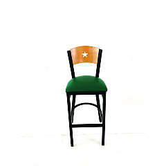 JMC Furniture Liberty Series Barstool, Supports Up to 300 lb, 28.5" Seat Height, Green Seat, Natural Back, Black Base (LBBVGRND)